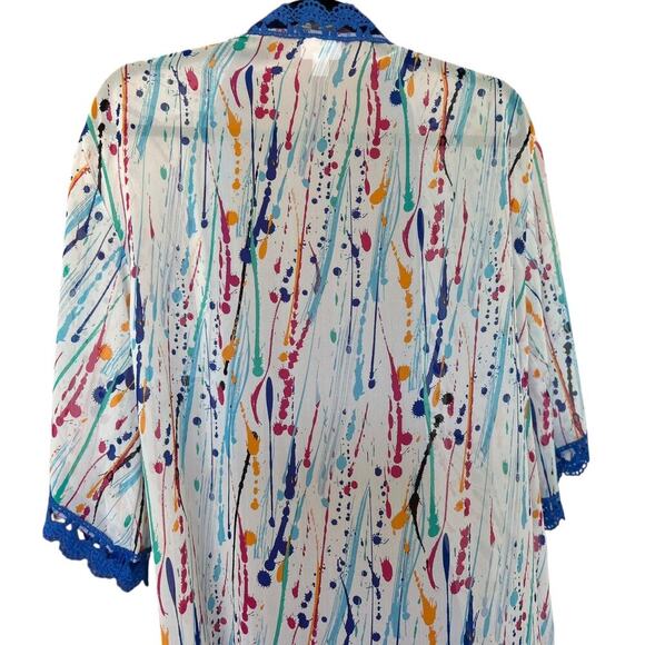 LulaRoe Women's Chloe Cascading Colorful Kimono Size Small Lace Detail - Picture 6 of 6